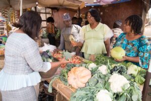 shopping for vegetables to increase fiber intake
